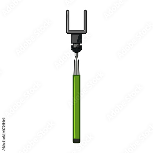 hand selfie stick cartoon. smartphone cell, monopod self, man black hand selfie stick sign. isolated symbol vector illustration