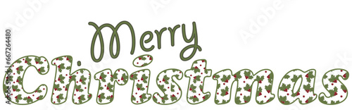 Merry Christmas - Holly - writing ideal for website, email, presentation, postcard, book, t-shirt, sweatshirt, mug, photo, label, sticker, book, notebook, printable, Cricut, silhouette	