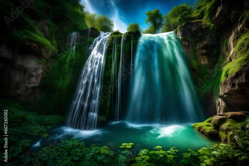 beautiful waterfall in the jungle