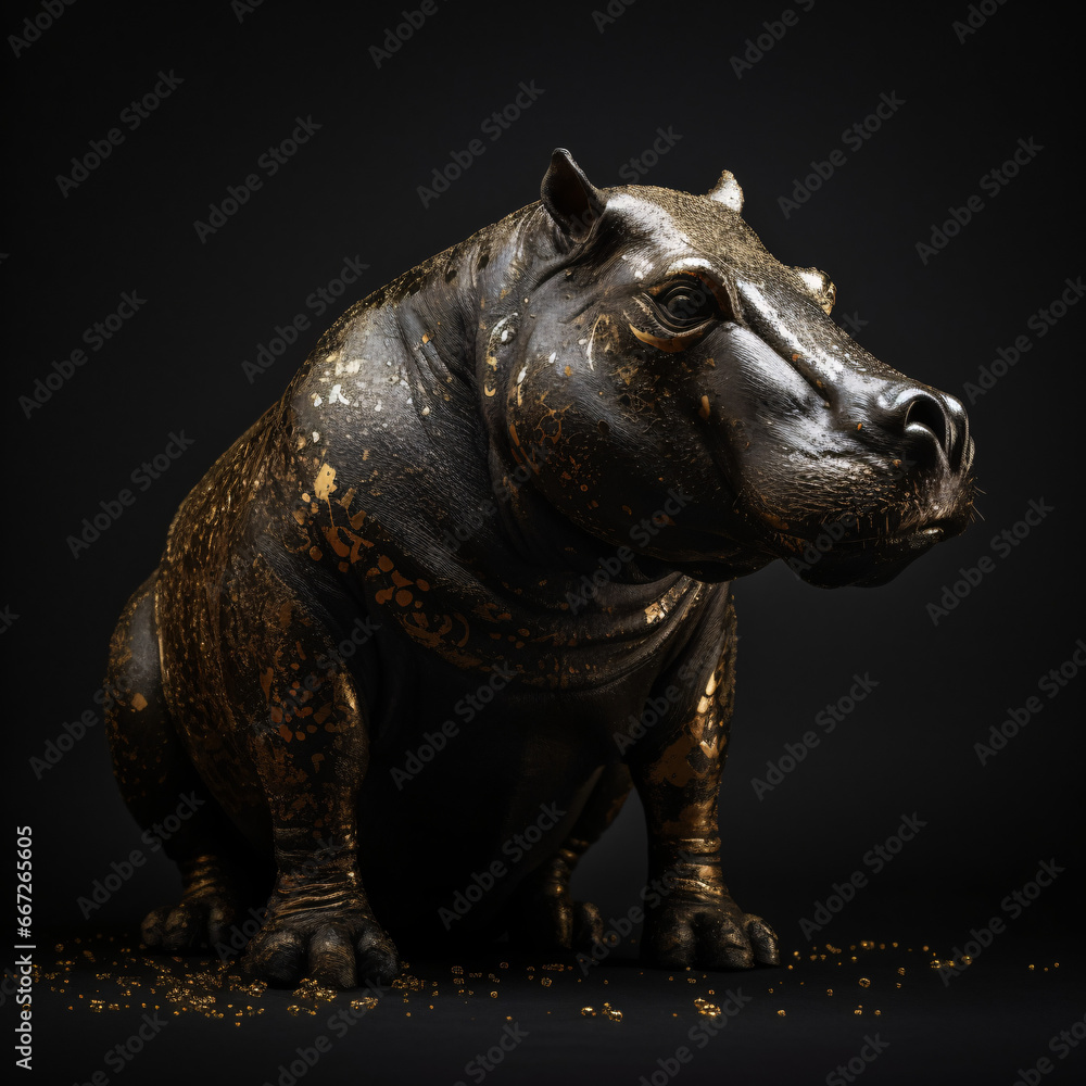 Fototapeta premium Black gold Hippo
