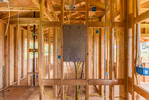New Home construction with wood and electrical wiring