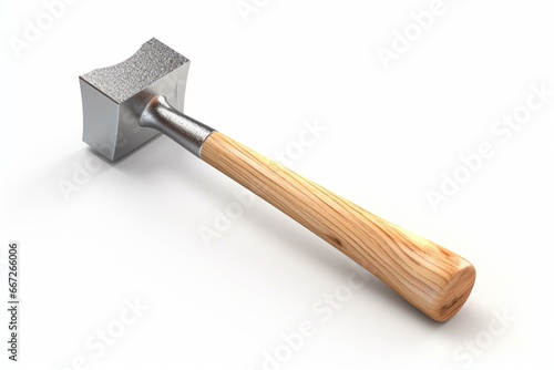 A 3D illustration of a hammer isolated on a white background. Generative AI