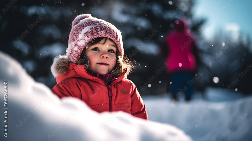 Kid on christmas eve enjoying the snow on holiday Kid on christmas eve enjoying the snow on holiday