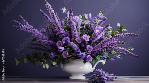Lavender arrangement, copy space, 16:9, floral background
