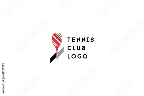 Simple minimalist laconic logo design solution for tennis sport club, tennis court or tennis coach