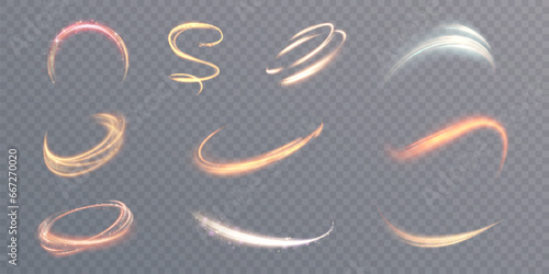 Bright glowing shiny lines. Glowing speed lines. Light shining effect. Vector