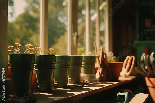 Indoor flowers windowsill improvement sunny home housekeeping pots plants hobby natural growth cultivate horticulture flora botany garden green ground background spring summer season herb care comfort