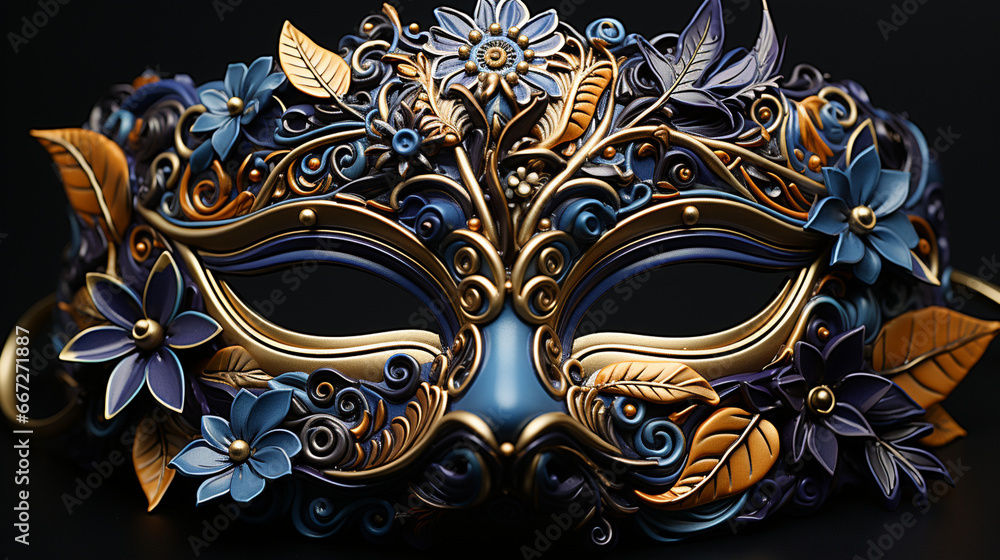 Polymer clay mask art: A stunning polymer clay mask adorned with intricate designs and striking colors