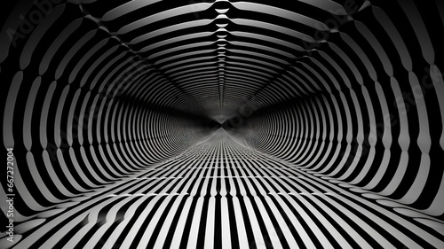 Wallpaper Mural Sound waves with lines in black and white and endless tunnels. Generative AI Torontodigital.ca