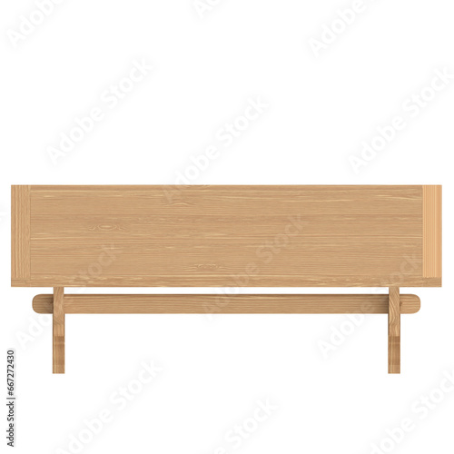 3D rendering illustration of a long wooden table