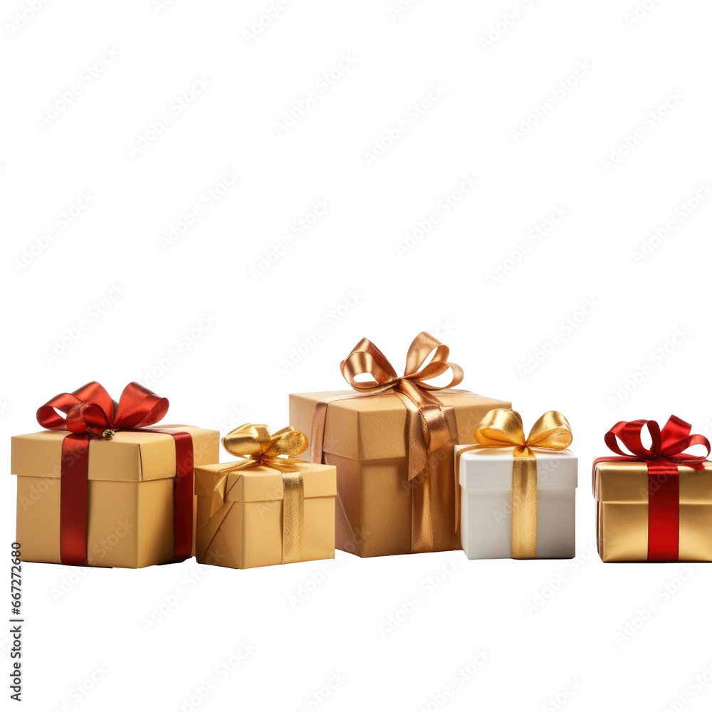 Fototapeta premium Festive Gift Boxes: Unwrapping Joy: transparent background