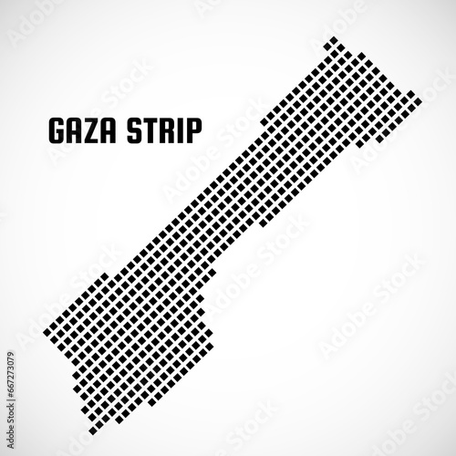 Pixel Gaza Strip map isolated on white background. Vector illustration