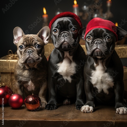 Adorable Winter Christmas Dogs © branislavp