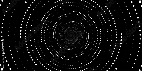 Swirling radial background. Black and white Halftone dotted background Pop art overlay texture.