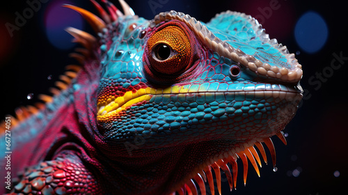 Chameleon's Kaleidoscope: A Close-Up Burst of Color. Generative AI © Sascha