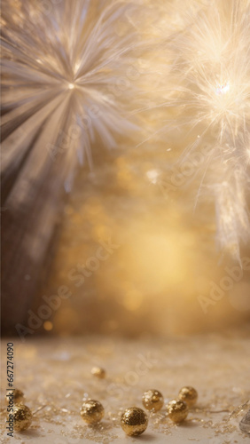 New Year's festive blurred background, space for text. Generative AI.