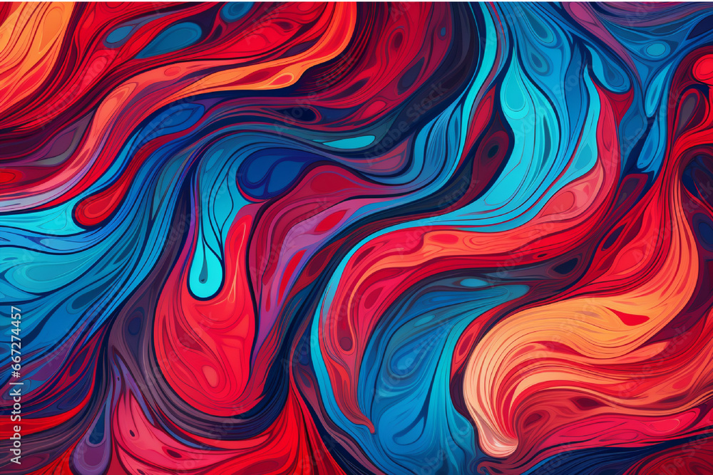 Abstract background with multicolored lines and waves in blue and red colors Abstract background with multicolored lines and waves in blue and red colors
