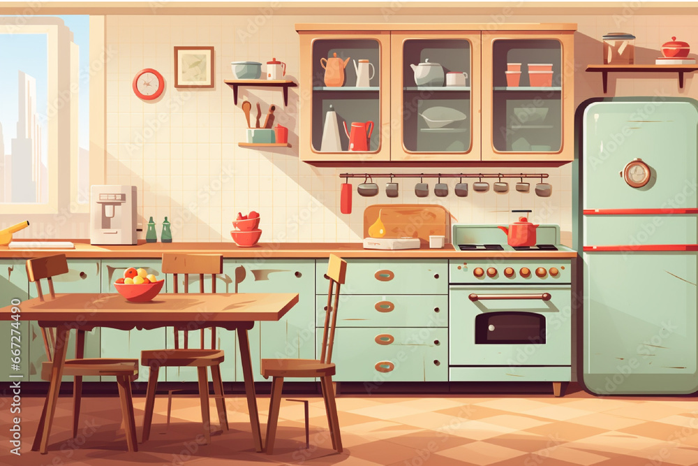 Kitchen interior with furniture and utensils. Furniture in a modern style. Kitchen interior with furniture and utensils. Furniture in a modern style.