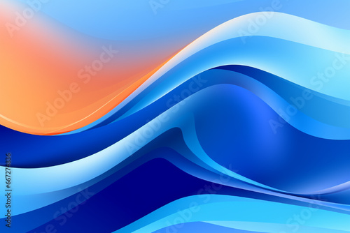 Abstract blue background with wavy lines. Vector illustration. 