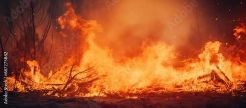 Daytime close up of forest wildfire