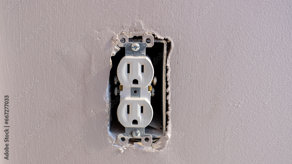 Electric outlet without cover plates. Electric outlet without cover plates.