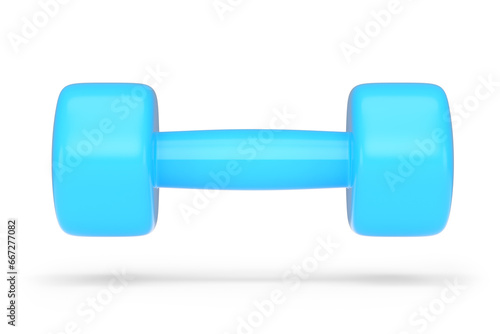Rubber blue dumbbell isolated on white background