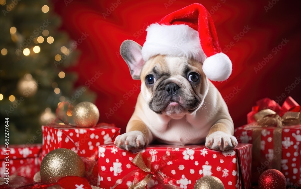 Cute Dog Celebrates Christmas Cute Dog Celebrates Christmas