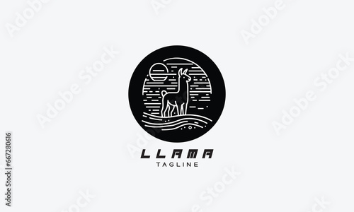 Llama vector logo icon illustration in minimalistic style