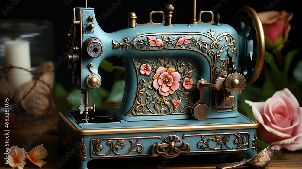 Decoupage vintage sewing machine A vintage sewing machine beautifully