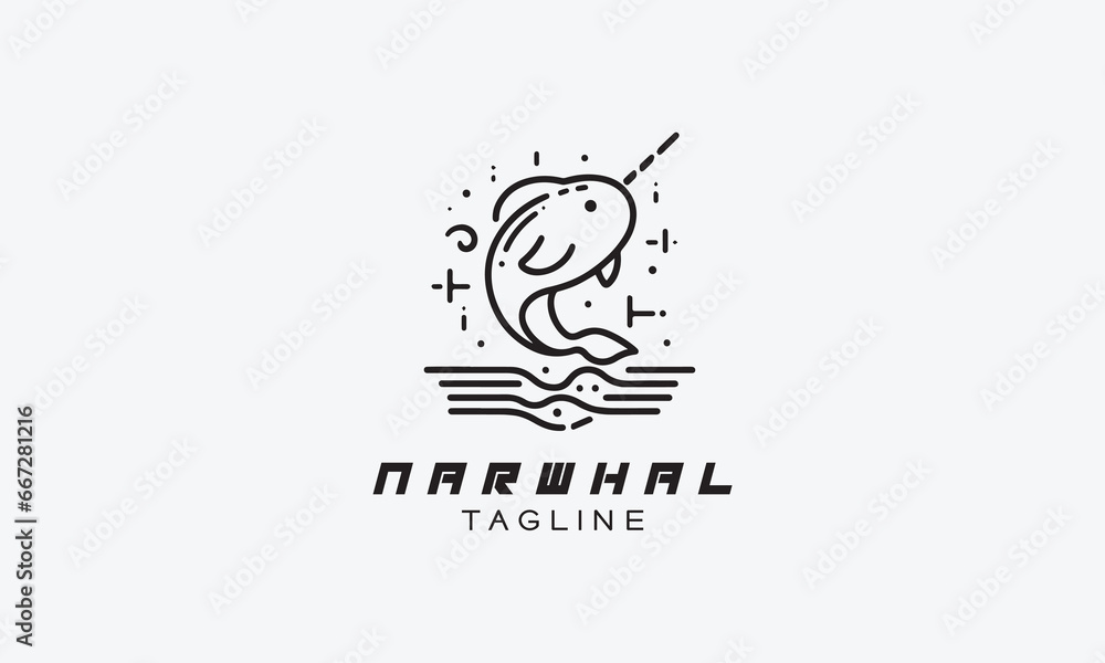 Narwhal vector logo icon illustration minimalistic design Narwhal vector logo icon illustration minimalistic design