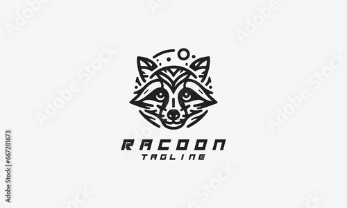 Racoon vector logo icon illustration minimalistic design