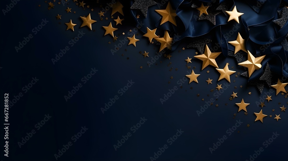 Background of shiny navy blue Stars with Copy Space. Festive Template for Holidays and Celebrations Background of shiny navy blue Stars with Copy Space. Festive Template for Holidays and Celebrations
