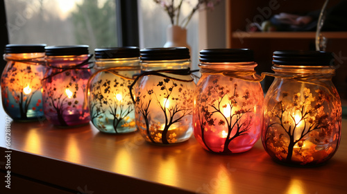 Decoupage whimsical fairy lights: Fairy lights decorated with whimsical decoupage patterns, casting a magical ambiance