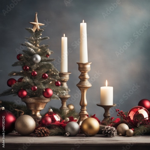 Home is decorated with Christmas ornaments  and gift boxes  as well as a light decoration with candles.