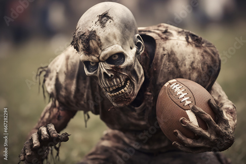 Zombie playing American football. photo