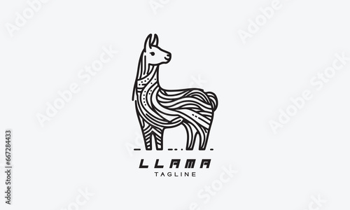 Llama vector logo icon illustration in minimalistic style