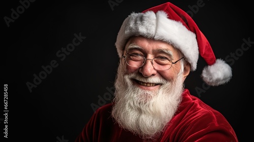 A man dressed as Santa Claus near the New Year tree. New Year's Christmas theme