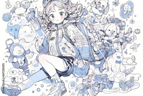 anime sketch girl base  Generetive AI