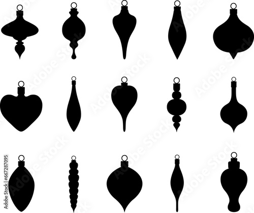 Set of different Christmas ball ornaments isolated on white