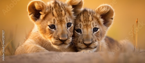 lion cubs embracing © 2rogan