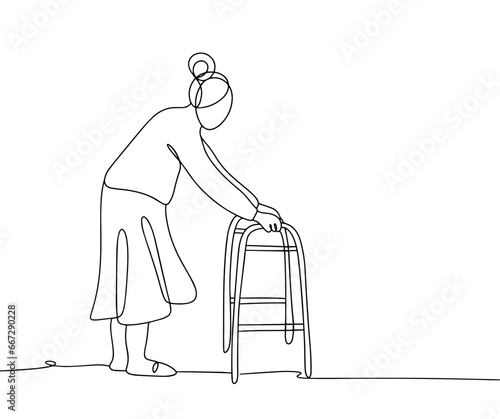 Grandmother. Walkers. One line.