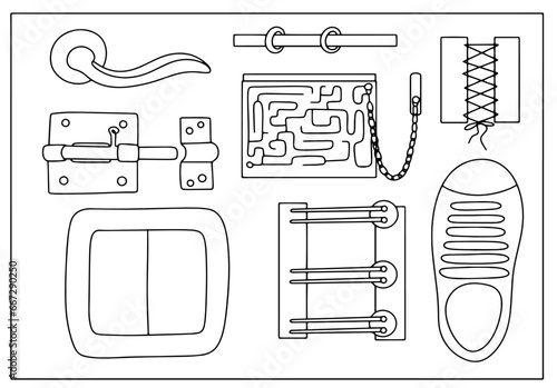 Busyboard. Occupational therapy. One line