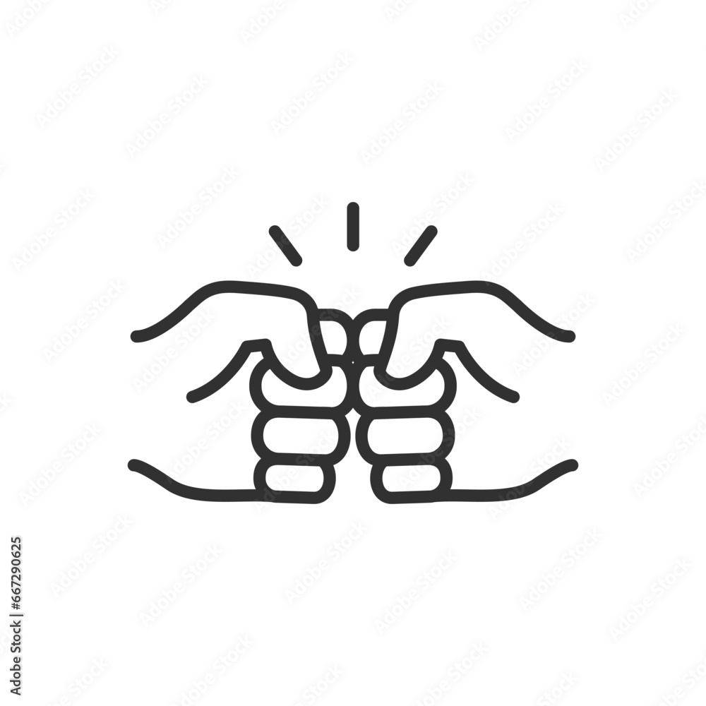 Fists, greetings with fists, linear icon. Line with editable stroke - obrazy, fototapety, plakaty 