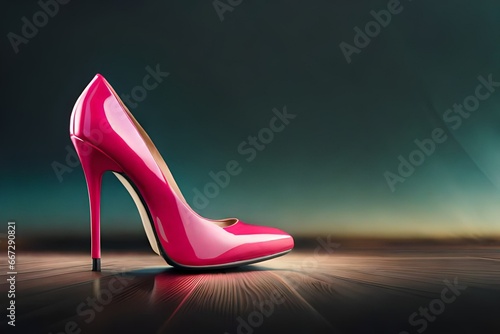 Pink heel shoe on a dark background