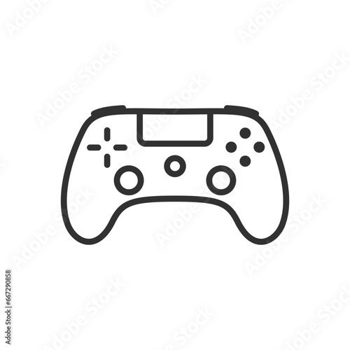 Modern gamepad with sticks, linear icon. Line with editable stroke