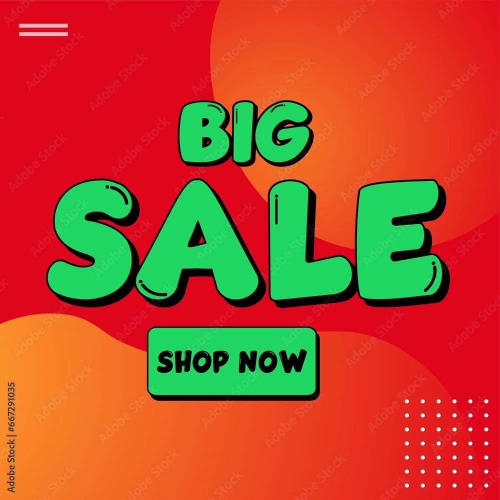 Naklejka premium Big Sale Shopping Poster or banner with text. Big Sales banner template design for social media and website. Special Offer Big Sale campaign or promotion.
