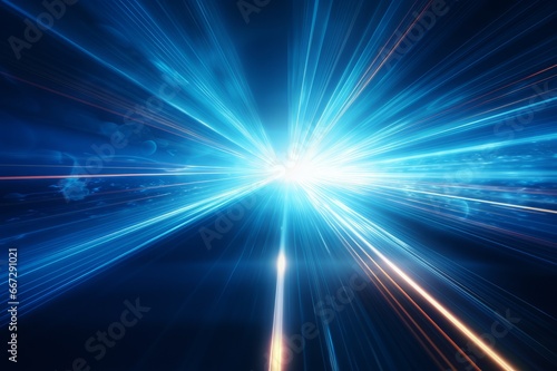 Abstract light background. A blue motion pattern with light trails, futuristic sci - fi movies concepts. 