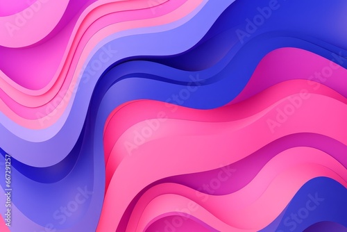 Abstract colorful background. Vibrant graduated pink and blue colors. Paper cut waves. 