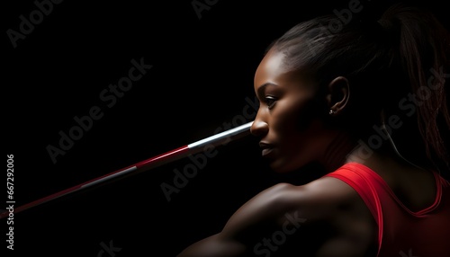 African olympic javelin thrower in close-up