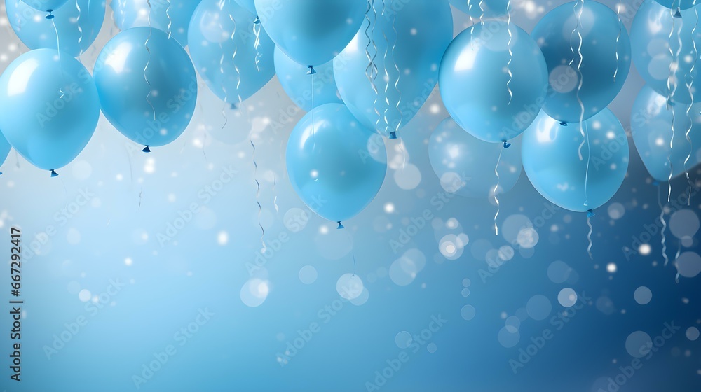 Light Blue Balloons in front of a Bokeh Background. Festive Template for Holidays and Celebrations Light Blue Balloons in front of a Bokeh Background. Festive Template for Holidays and Celebrations